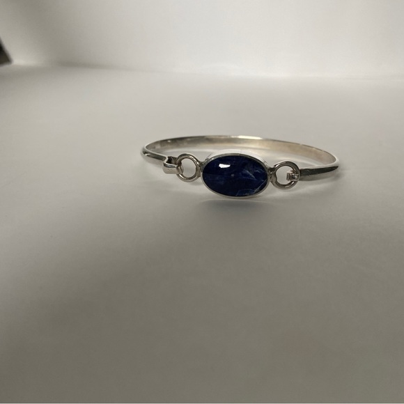 Vintage Silver and Blue Lapis Bangle - Picture 4 of 8
